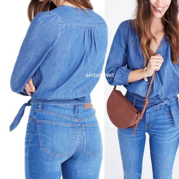 MADEWELL Demin Wrap Top Descanso Wash Style G7461 - Picture 9 of 9